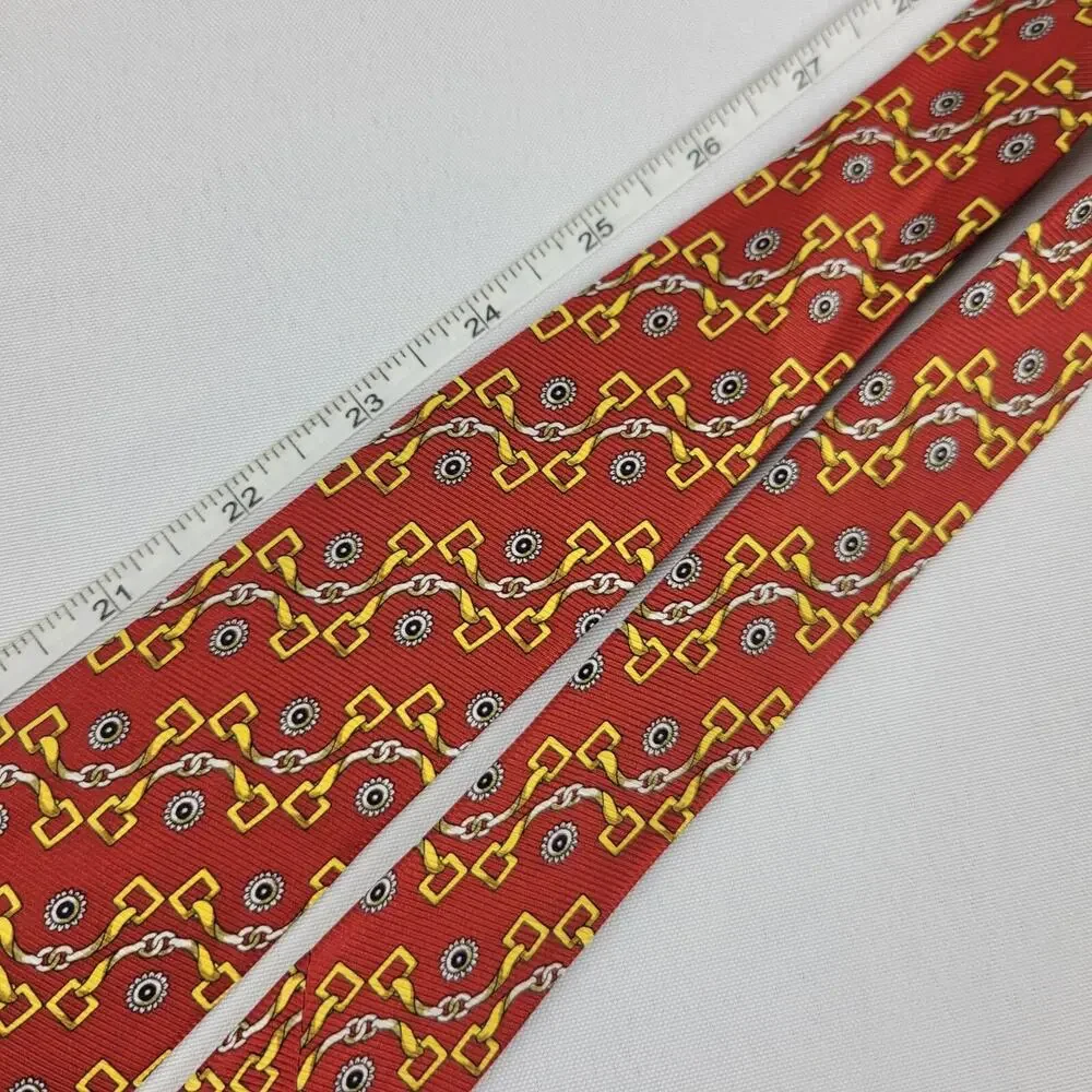 BIJOUX TERNER Red Horsebit 100% Silk Neck Tie 62
